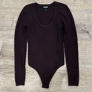Express Dark Purple Long Sleeve Bodysuit